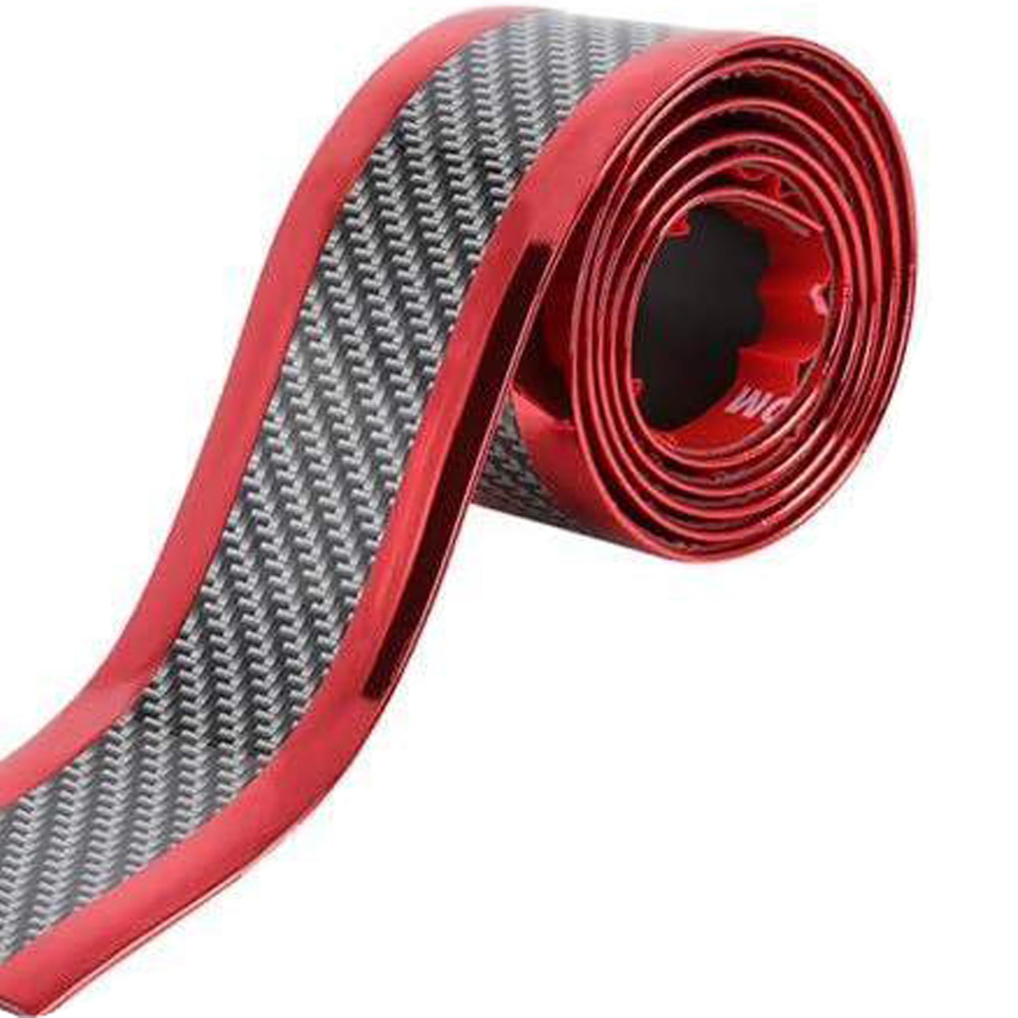 Riloer Auto Door Entry Sill Scuff Plate Paint Sill Protector, 3.2 Feet Red Carbon Fiber Pattern Bumper Door Sill Sticker, Hood Side Skirt Patch Rear Bumper Guard Protection Strip, Against Scratch