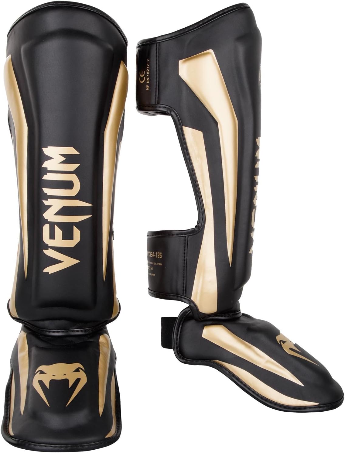 Venum Elite Stand Up Shin Guards - Black/Gold - Medium
