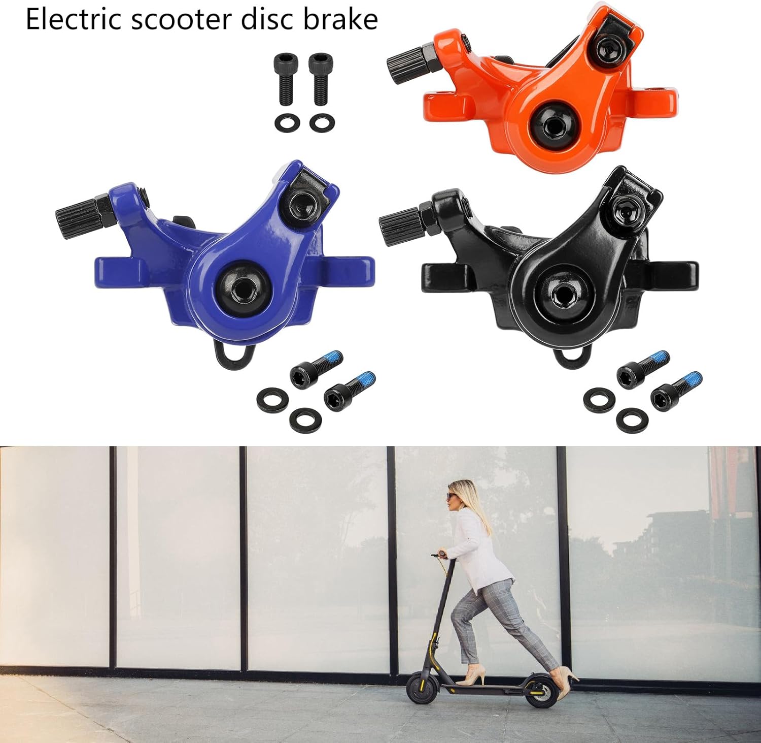 Brake Caliper Electric Scooter Mechanical Disc Brake Left Side Rear Wheel Brake Electric Scooter Accessories Enduring (Blue)