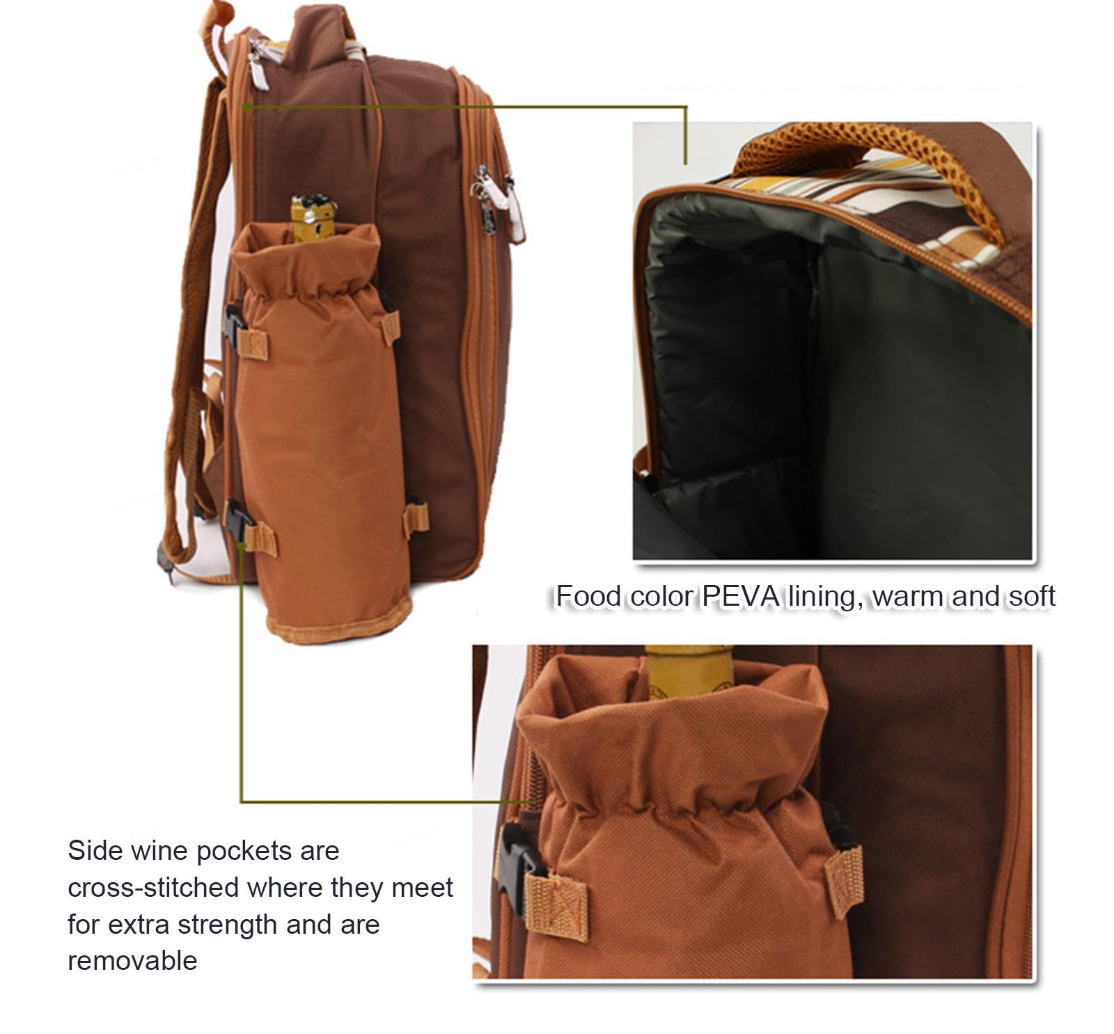 VIDECOR Mochila de Picnic Familiar para 4 - Mochila de Picnic para 4 con Mesa Plegable, Compartimento de Refrigeración Aislado, Soporte para Vino, Bolsa de Picnic Impermeable y,B