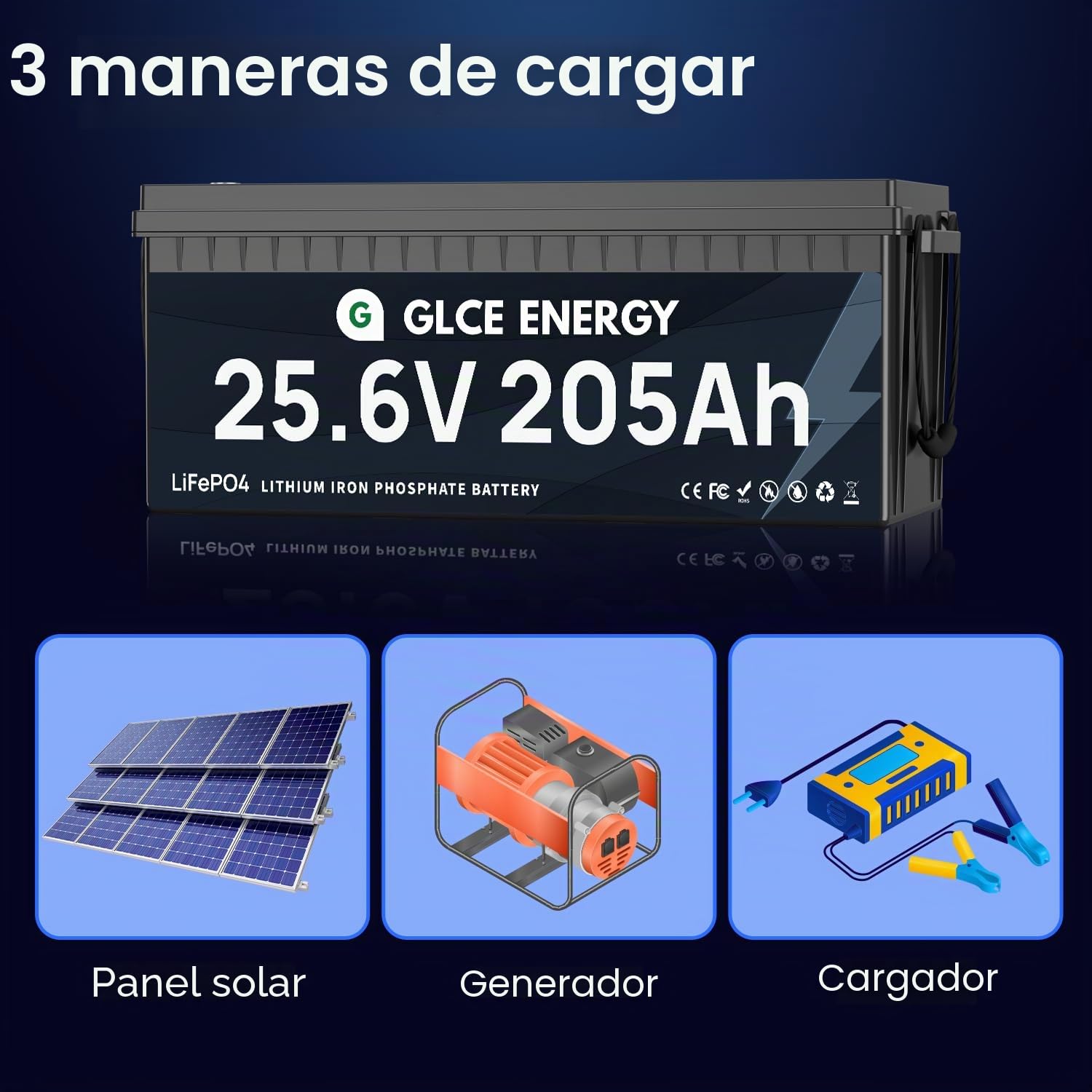 Batería LiFePO de 24 V 205 Ah con Bluetooth BMS de 200 A, 4000 – 15000 ciclos, 5248 Wh de alta capacidad, batería de ciclo profundo para autocaravanas, sistemas solares y aplicaciones