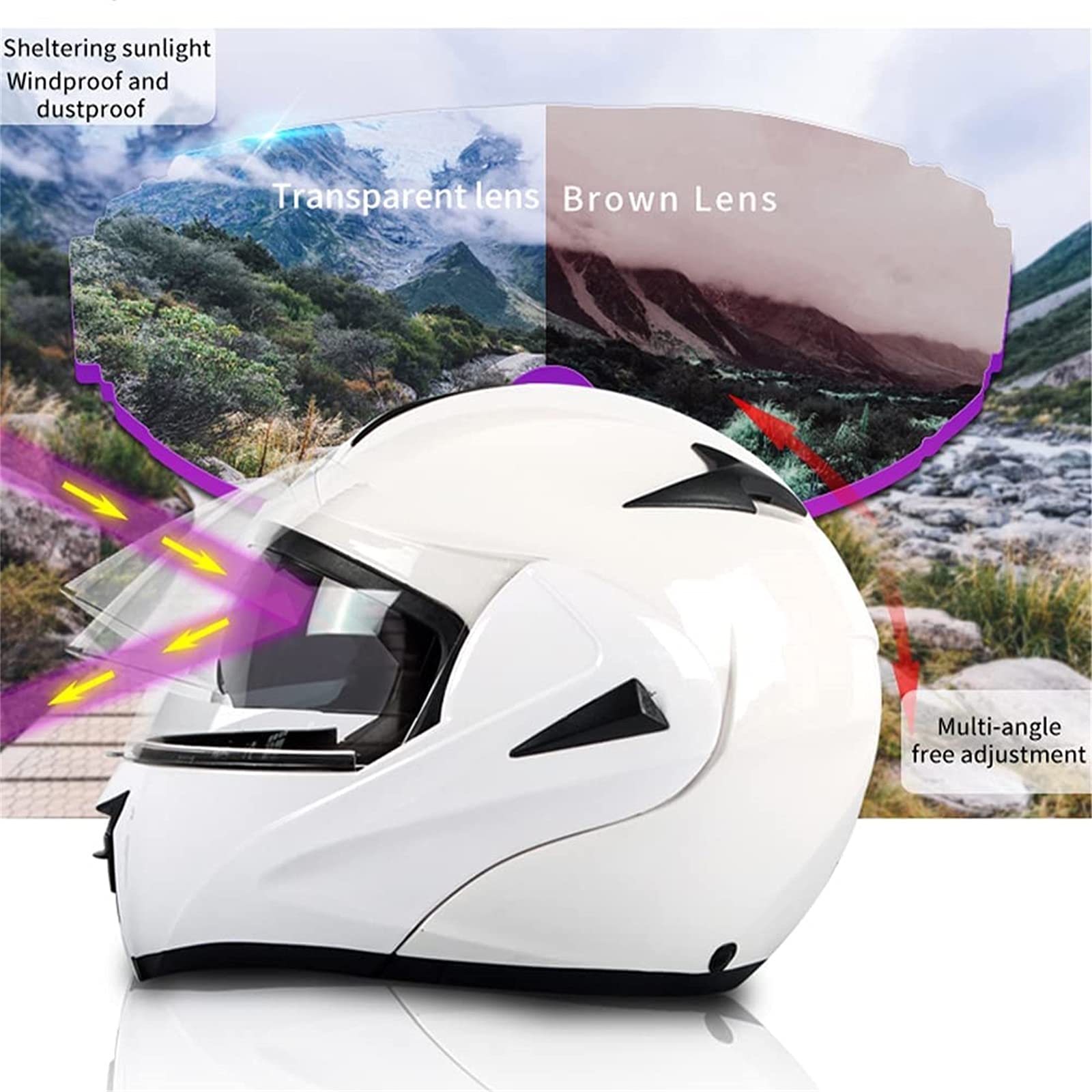Kask motocyklowy z zestawem słuchawkowym Bluetooth, kask szczękowy, integralny kask motocyklowy z podwójnym wizjerem, certyfikat ECE, kask motocyklowy, kask na skuter, dla kobiet i mężczyzn,