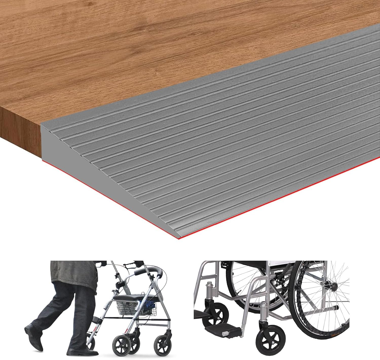 Rampa per Gradini Disabili, Lunghezza 1m maximale : 800 kg - Rampe pour fauteuil roulant, aspirateur, robots, poussettes ou scooter électrique (grigio, Altezza 3 cm, larghezza 8 cm)