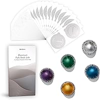Vista 1 de BinZetic® 100 tapas de sellado de papel de aluminio para cápsulas Nespresso Vertuo [2.441 in, grado alimenticio] más adecuadas para el kit