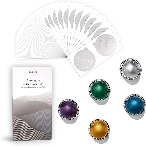 100 tapas de sellado de papel de aluminio para cápsulas Nespresso Vertuo 2.441 in, grado alimenticio diseñadas exclusivamente para máquina Nespresso