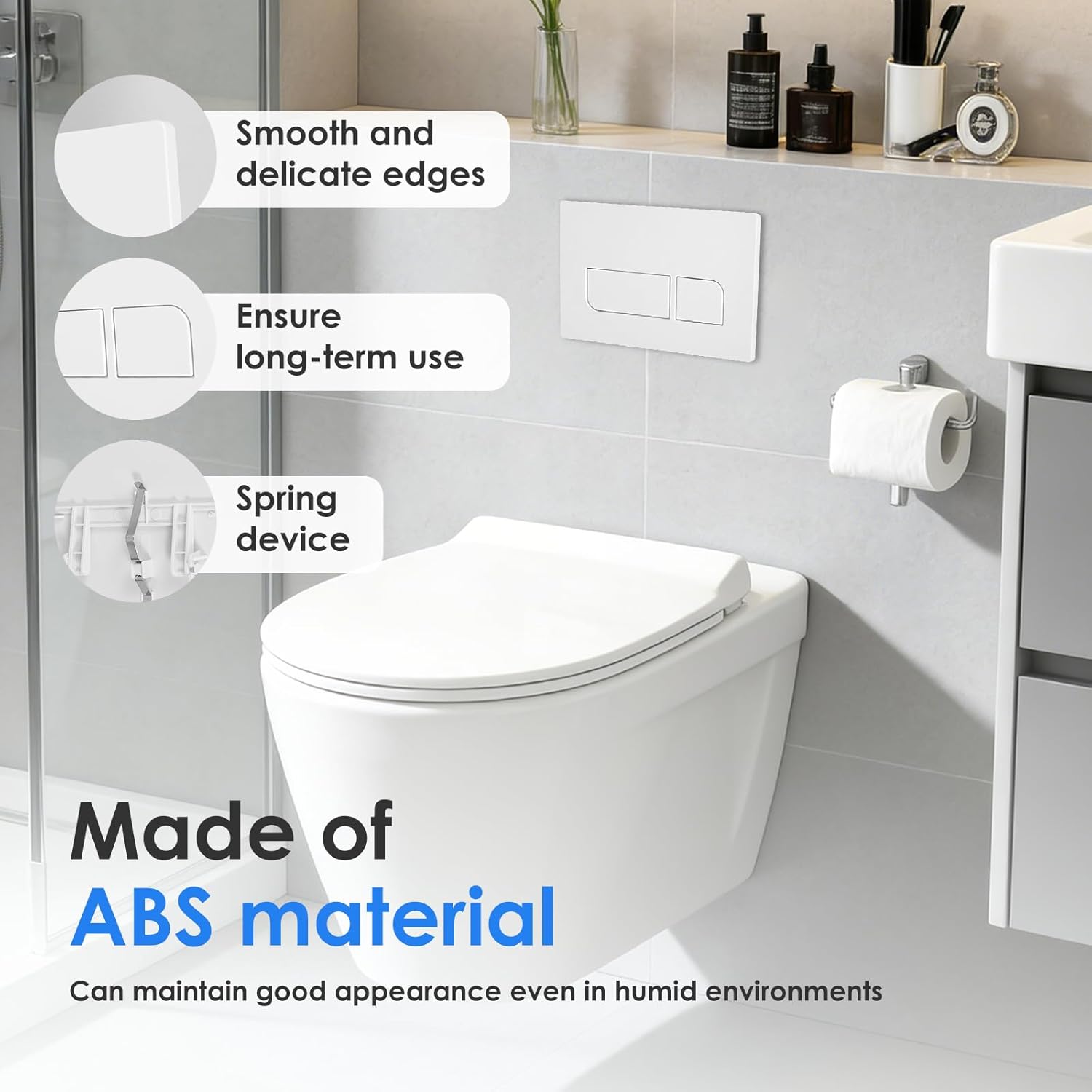 Toilet Push Plate Compatible with Geberit Sigma 01 20 21 30 40 50 UP300/320, Double Flush Actuator Plates Toilet Square Cistern Replacement Parts Push Plate with Flush Lever Set and Installation Frame