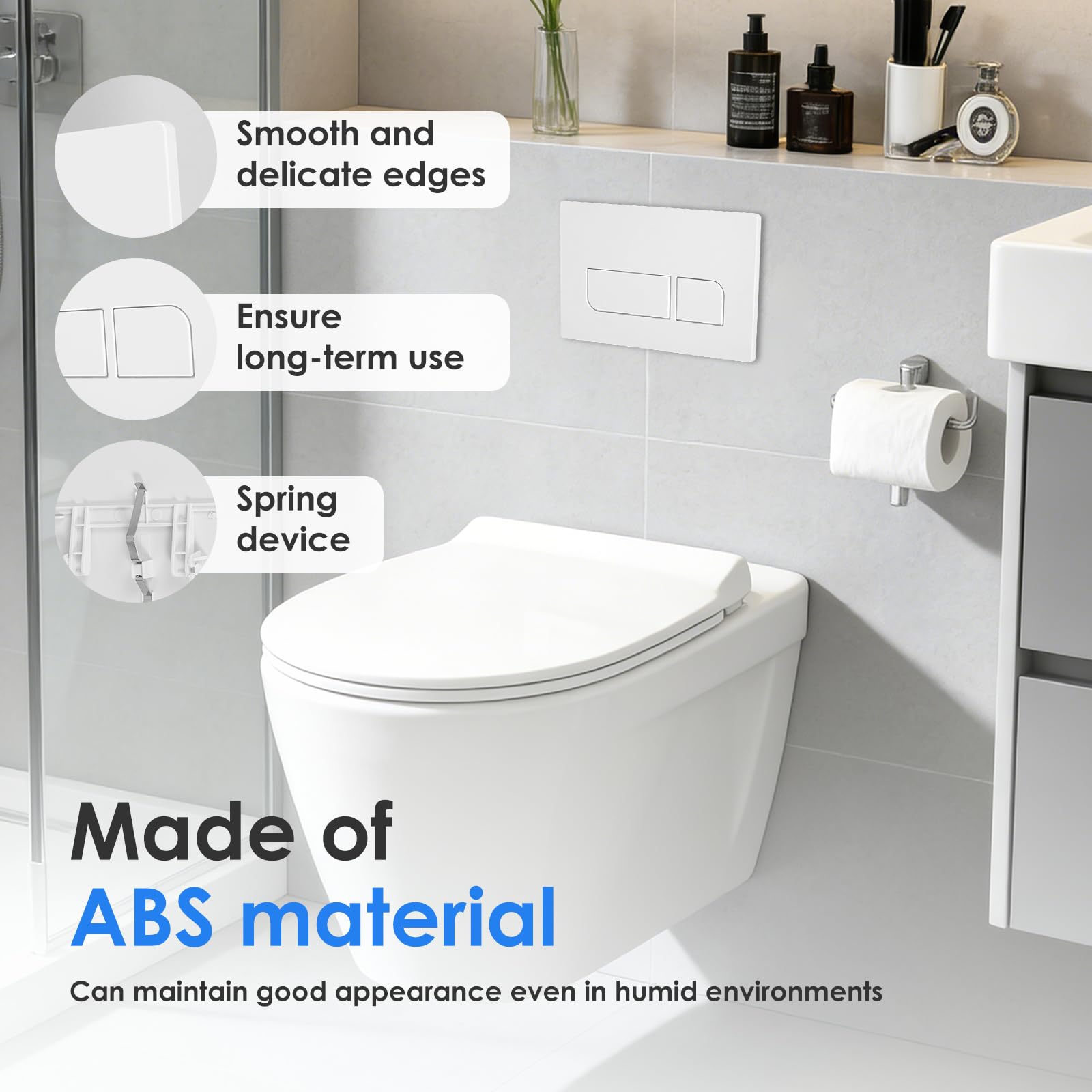 Plaque de Commande WC Blanche Double Chasse, Plaque de déclenchement de Réservoir, Compatible Geberit Sigma et UP300 & UP320 pour Salle de Bain