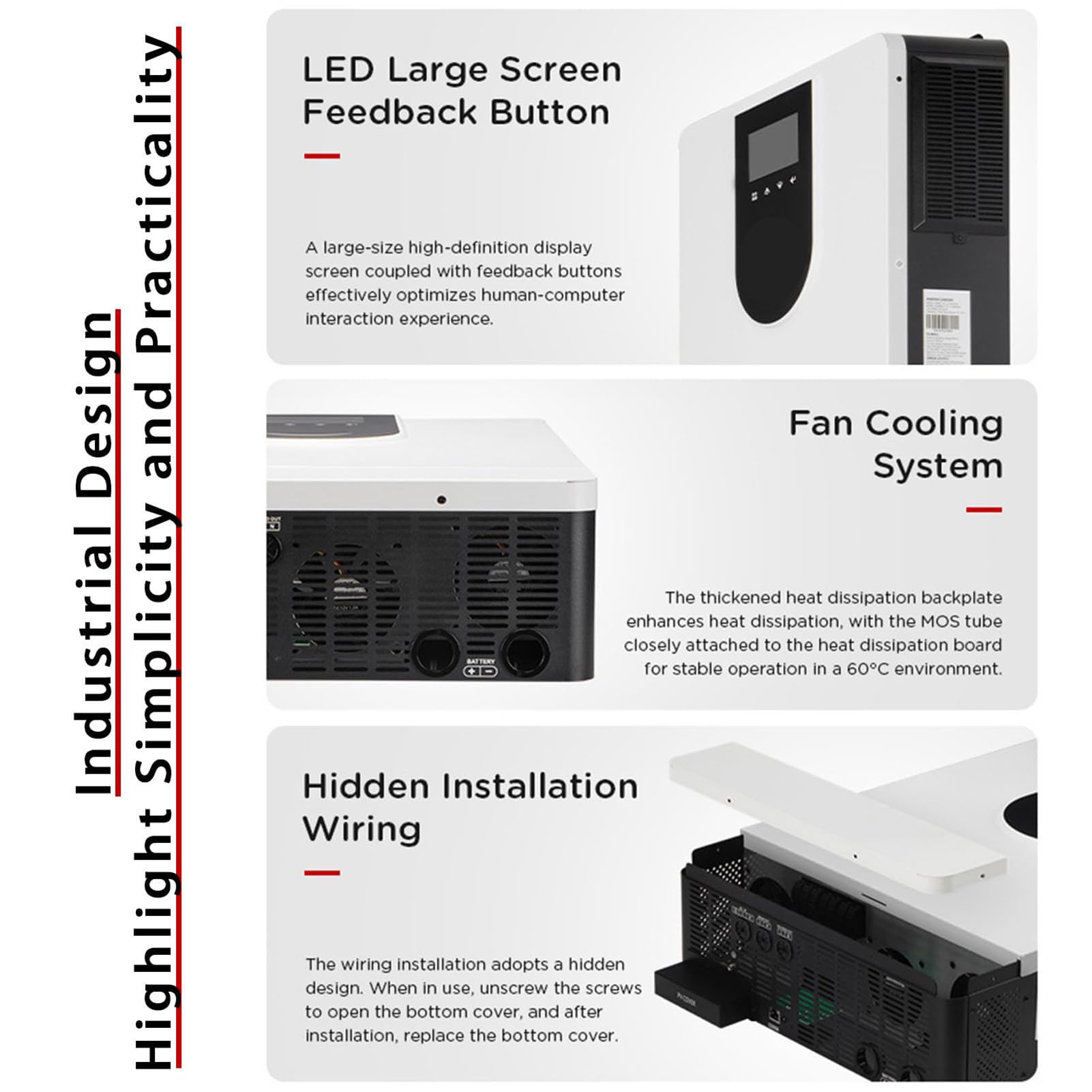 1000W-10200W Inverter Ibrido Fuori Rete Solare Ibrido Inverter A Onda Sinusoidale Pura 12 V 24 V 48 V, Con Batterie Al Piombo O Al LitioCon Regolatore Di Carica Solare MPPT 40/80/120/160 A