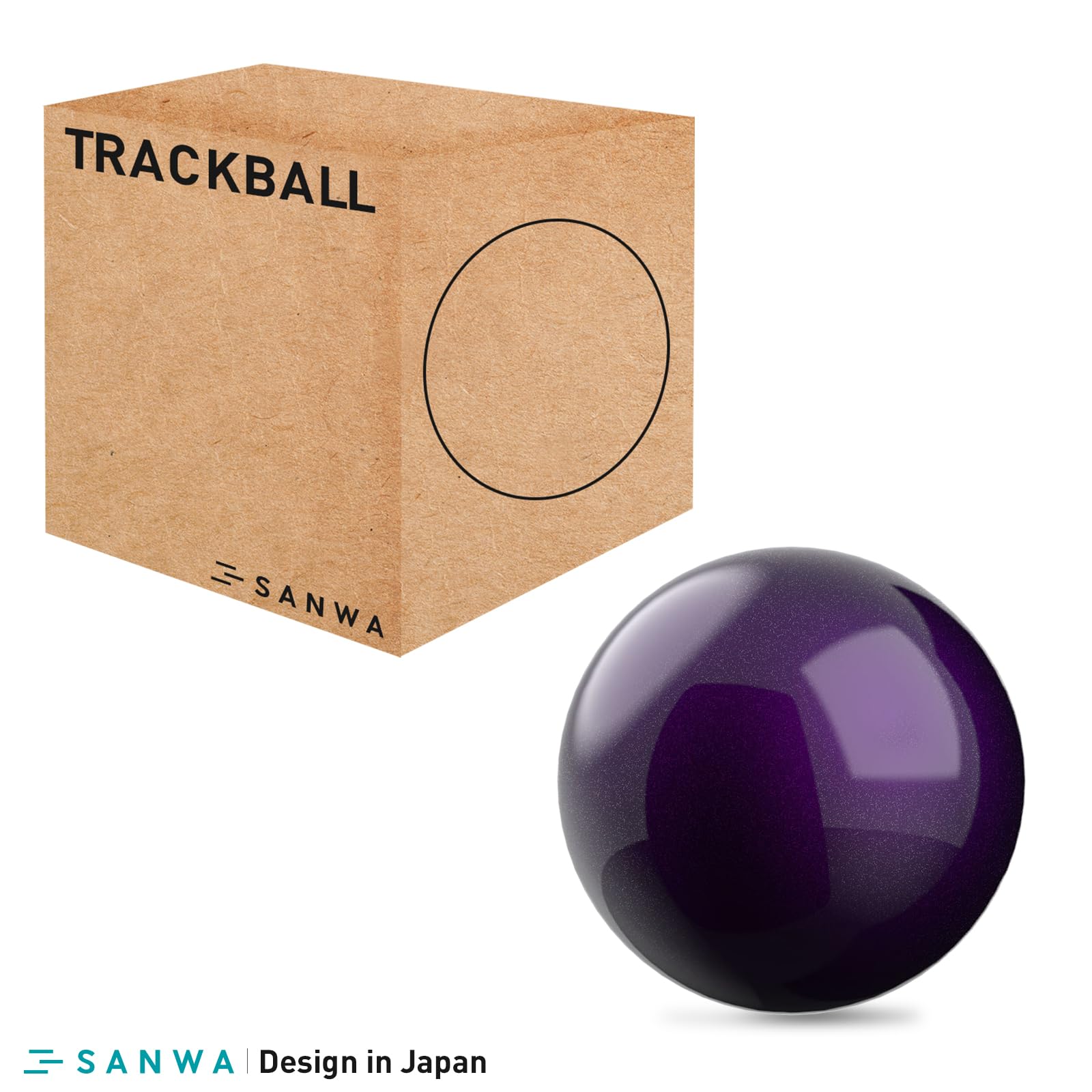 SANWA Trackball 34 mm, sfera di ricambio per Logitech m575, m570, MX Ergo, Perixx, Kensington, Elecom e altri mouse trackball compatibili, viola lucido