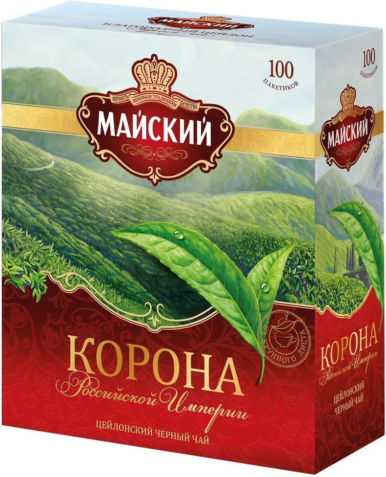 Maiskiy Tea Black Large Leaf "Crown of the Russian Empire" 100 Count X 2 Gr
