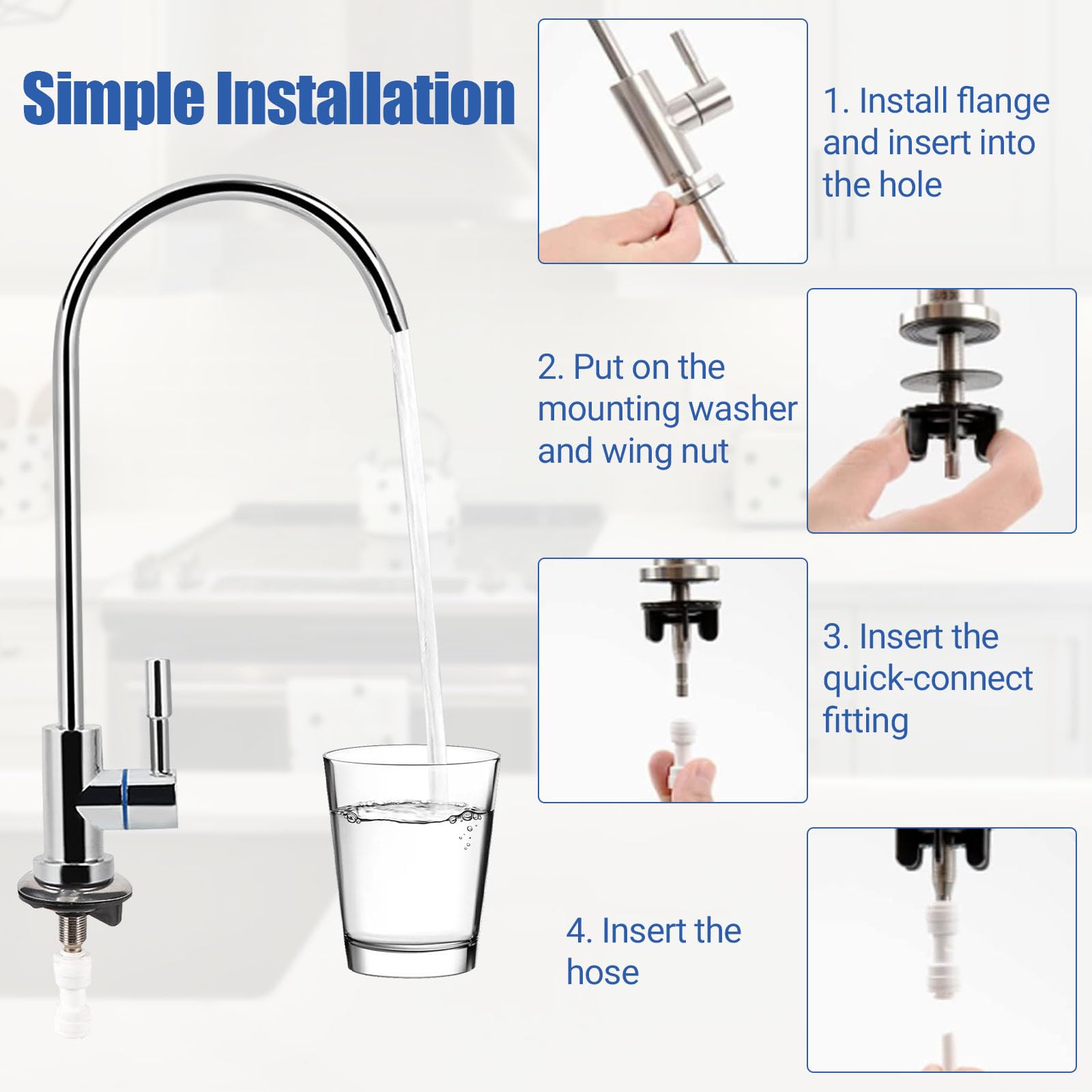 GAESHOW RO Acqua Faucet Depuratore ad osmosi inversa Filtrazione Filtro acqua potabile Rubinetto Purificatore Rubinetto
