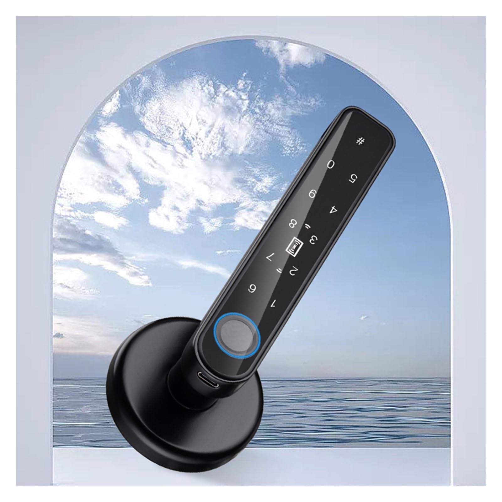 Cerradura de puerta antihuellas dactilares, bloqueo TTLOCK APP Control tipo C carga de emergencia para puertas de 3,5-6,5 cm de grosor
