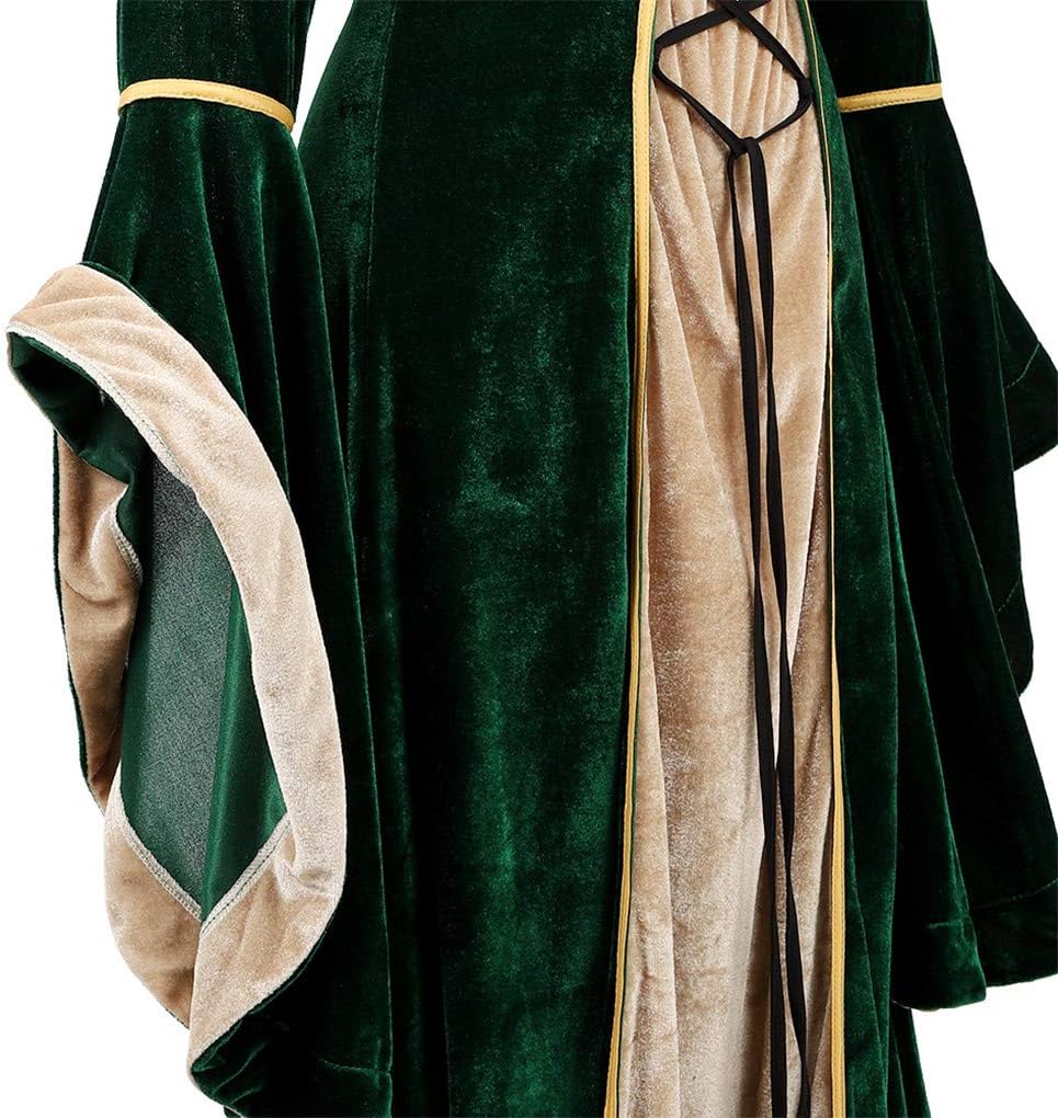 frawirshau Renaissance Costume Women Medieval Dress Velvet Queen Dresses - Image 3