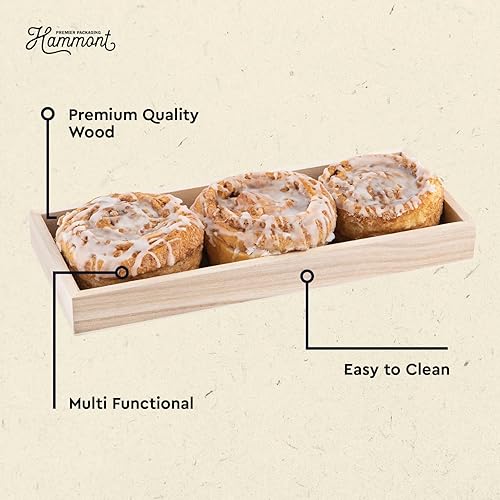 Miniatura 3 de Hammont Bandeja de bambú para servir de cocina, bandejas de madera ecológicas para carne, verduras, queso y charcutería, paquete de 4 bandejas para