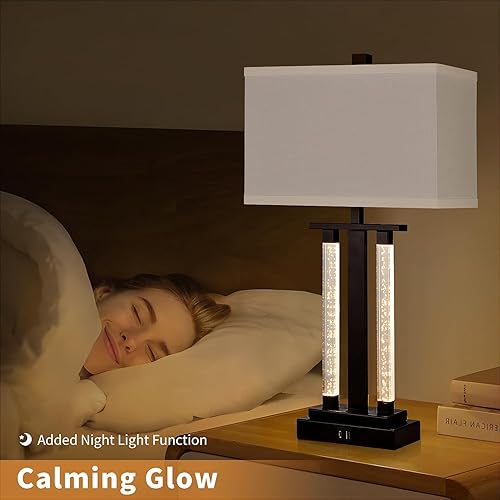 Miniatura 3 de Juego de 2 lámparas de mesa modernas, modos de iluminación de 3 vías, lámparas de mesita de noche para dormitorio, lámparas de mesa de noche con