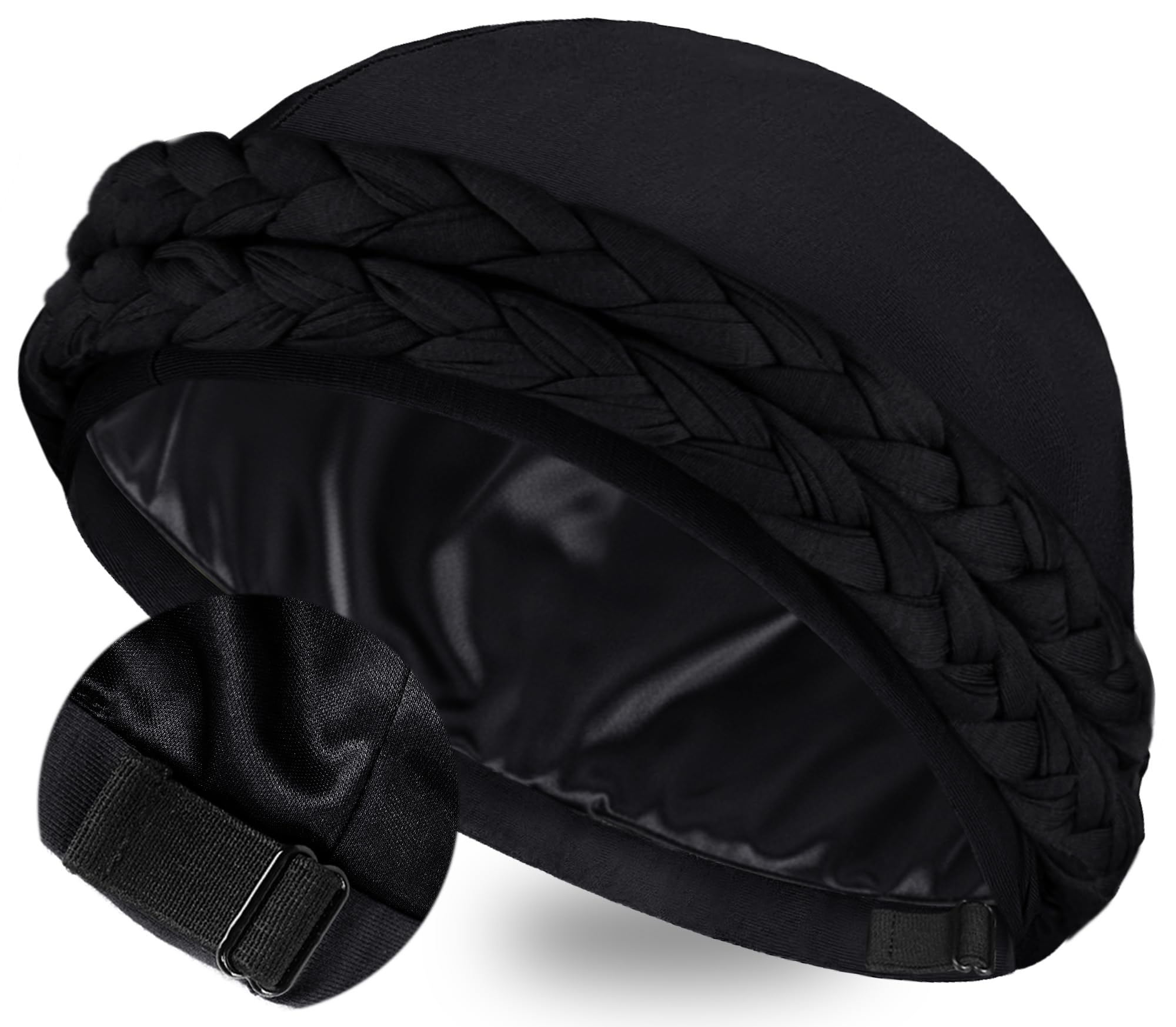 Ababalaya Adjustable Satin Lined Turban for Women Men