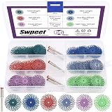Sweet Lot de 66 disques abrasifs avec tige 1/8" pour outils rotatifs de nettoyage et d'ébavurage, grain mixte 80/120/220/400/600/1000 - 1