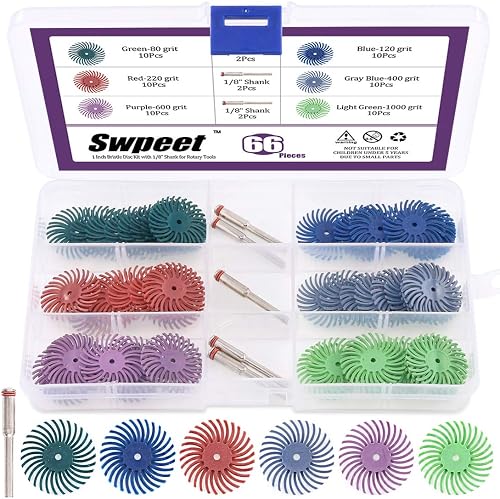 Sweet Lot de 66 disques abrasifs avec tige 1/8" pour outi…