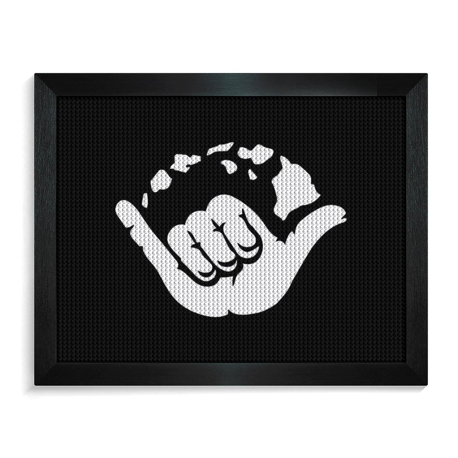 Cmagnifico Kit de peinture diamant à faire soi-même avec cadre, Aloha Hand Hawaï rond pour décoration murale de la maison, 40 x 50 cm