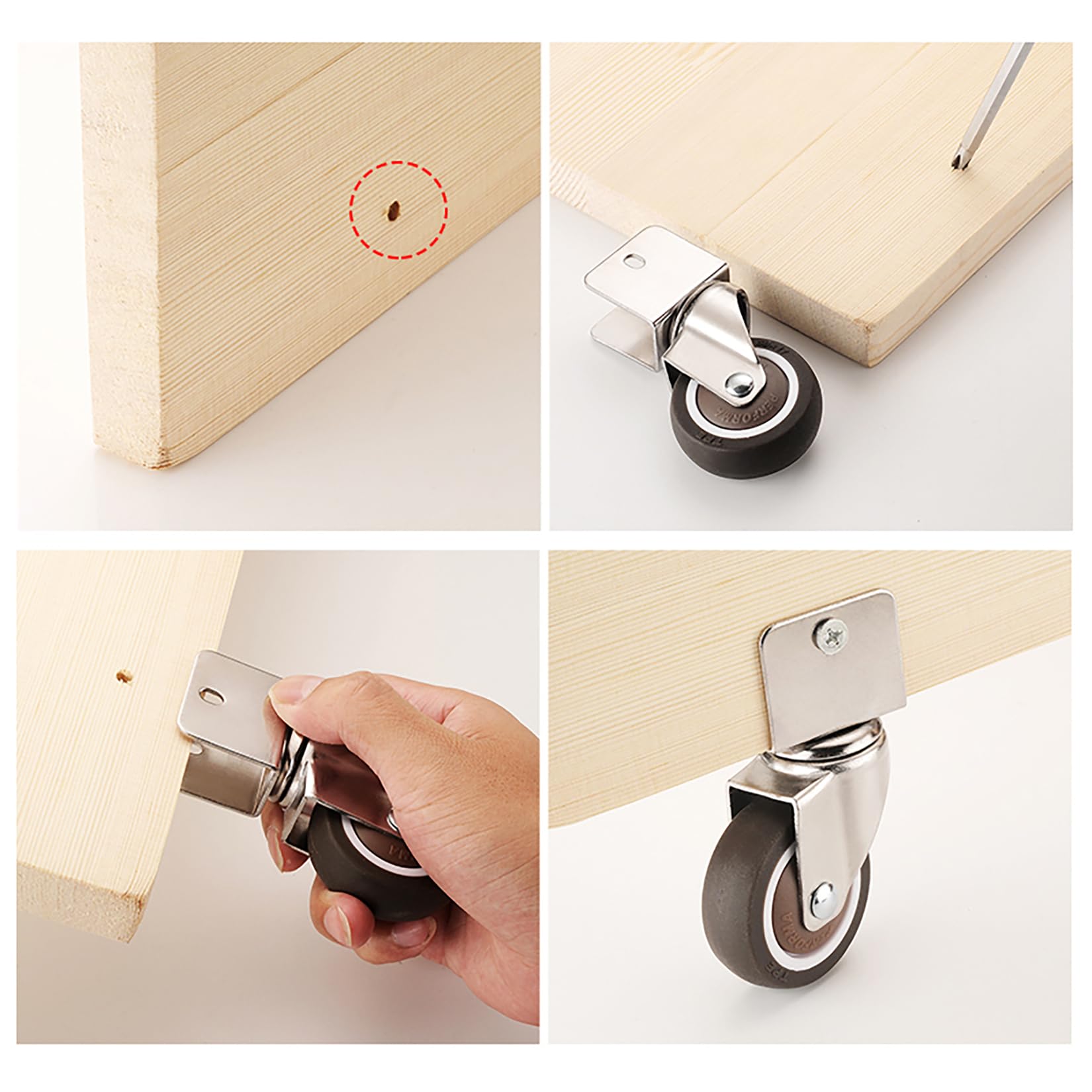 4 Pièces Roulettes Pivotantes Pour Meubles dont 2 avec Frein,roulement fluide Silencieux,pour Meubles, Transport, Table, Armoire(2 avec freins et 2 sans) (16mm)