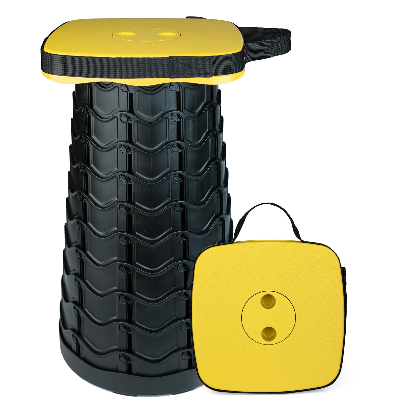 Outward Gear Upgraded Folding Stool Collapsible Portable Chairs Sturdy Heavy Duty 550lbs Load Capacity Telescopic Stool for Camping Travel Hiking (Yellow) — image 1