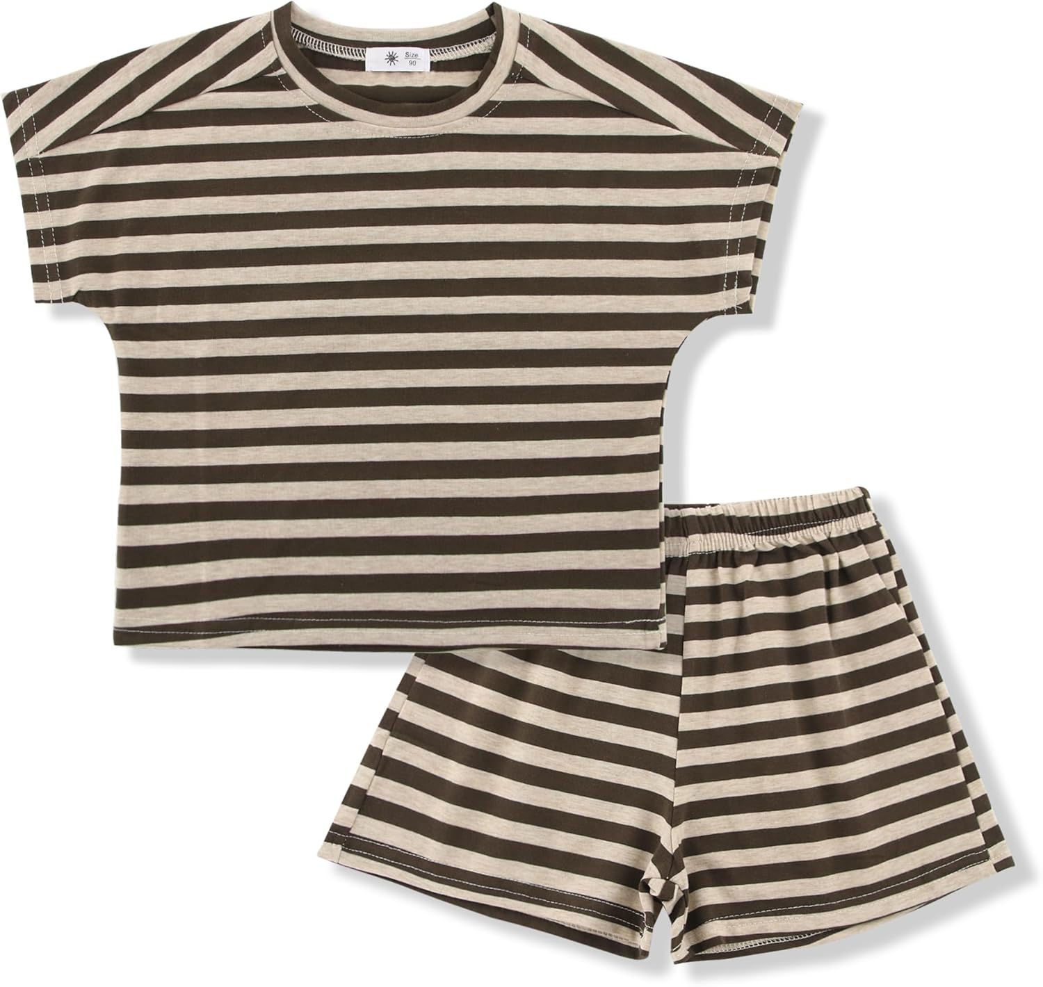 Girls 2 Piece Outfits Summer Girls Striped Batwing Sleeve Top and Short Sets 2-10Y