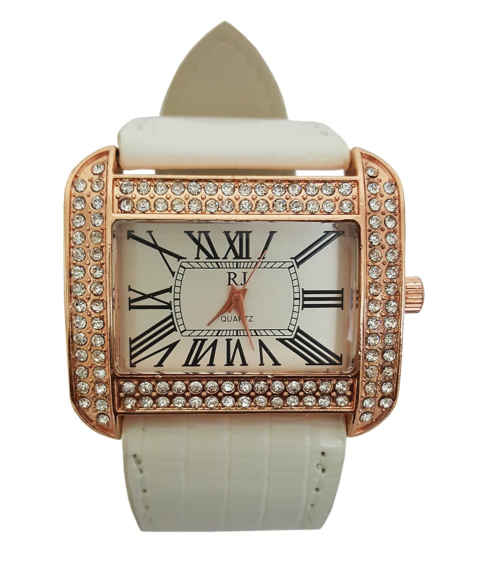 Mehrunnisa Fashion Leather Big Rectangular Crystal Dial Analog Bracelet Watch for Girls (White) (B01IDC42UK) Amazon Price History, Amazon Price Tracker