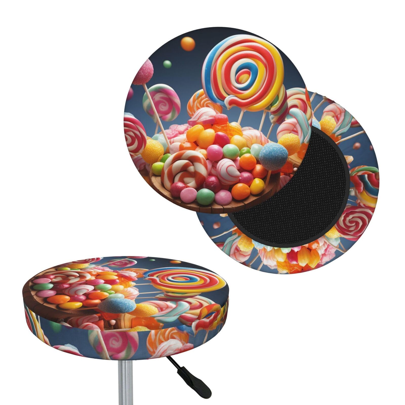 NONHAI Colour Candy Bar Stool Cover Round Elastic Stool Cushion Covers Dustproof Bar Chair Cover Washable Stool Cushion Slipcover Stretch Stool Seat Covers for 12-14 Inch Chair