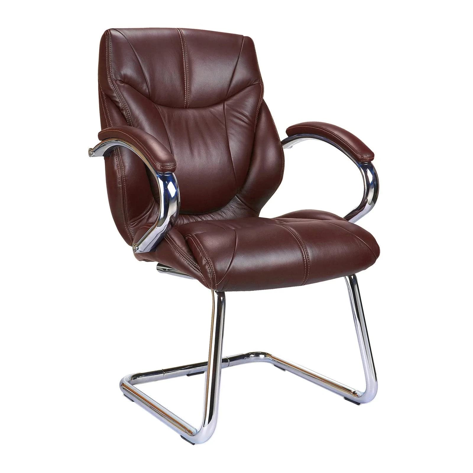 Eliza Tinsley 617AV/BW Chrome Cantilever Framed Luxurious Leather Visitors Armchair - Brown