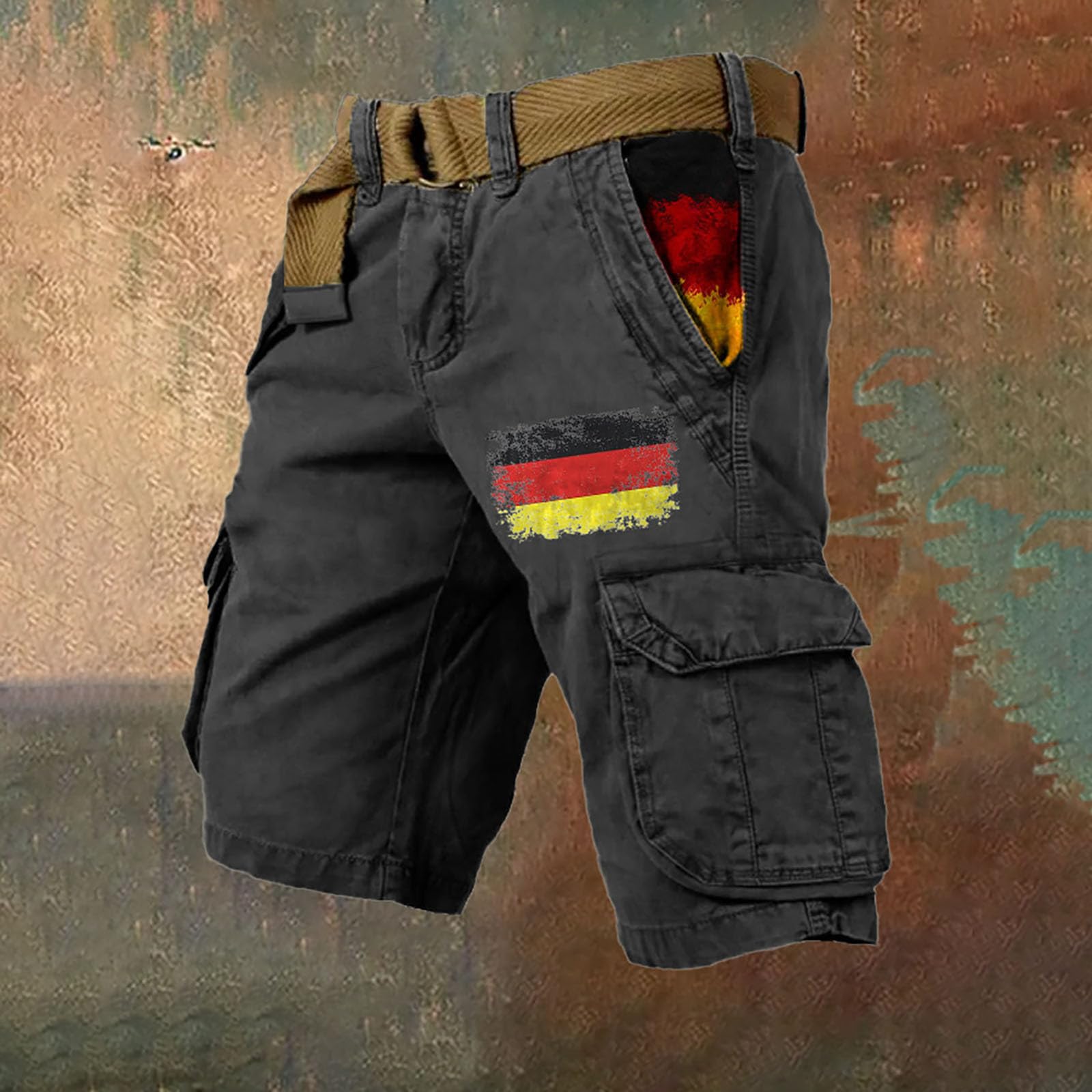 Shorts Men-Pantalones Cortos de Trabajo con Bandera Alemana para Hombre, Pantalones Cortos Informales Sueltos para Exteriores