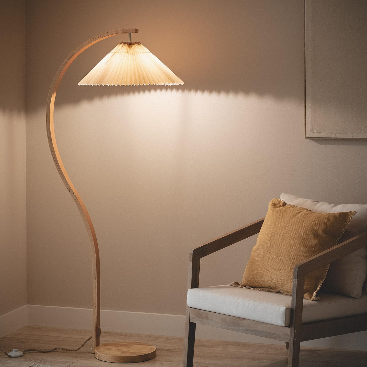 LEDKIA Lampada da Terra Legno Luanda Arancione