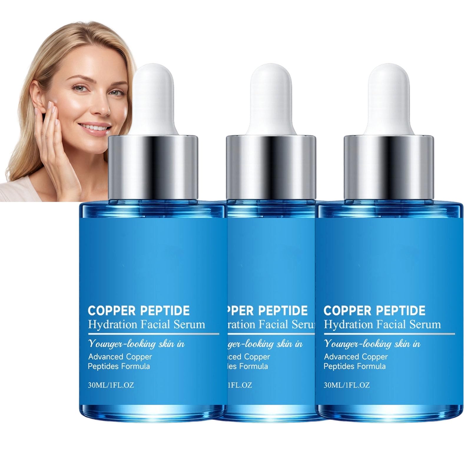 Serum peptydowe Ghk-Cu, peptydowe serum kolagenowe, przeciwzmarszczkowe i ujędrniające serum do twarzy, wzmacniające elastyczność nawilżające, chłonne rozjaśniające nawilżające serum (3 szt.)