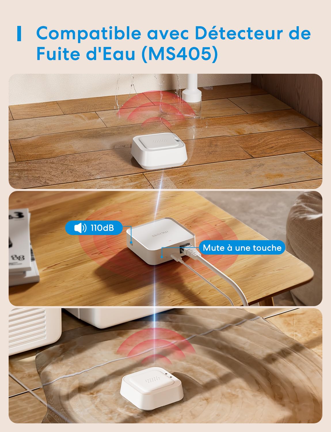 Meross Smart Hub Matter MSH450 | Alarme 110 DB & Port Ethernet | Prend en Charge Détecteur Fumée, Capteurs (Porte/Fenêtre, Fuite Eau, Temp/Humidité) - Compatible avec Apple Home, Alexa et Google Home