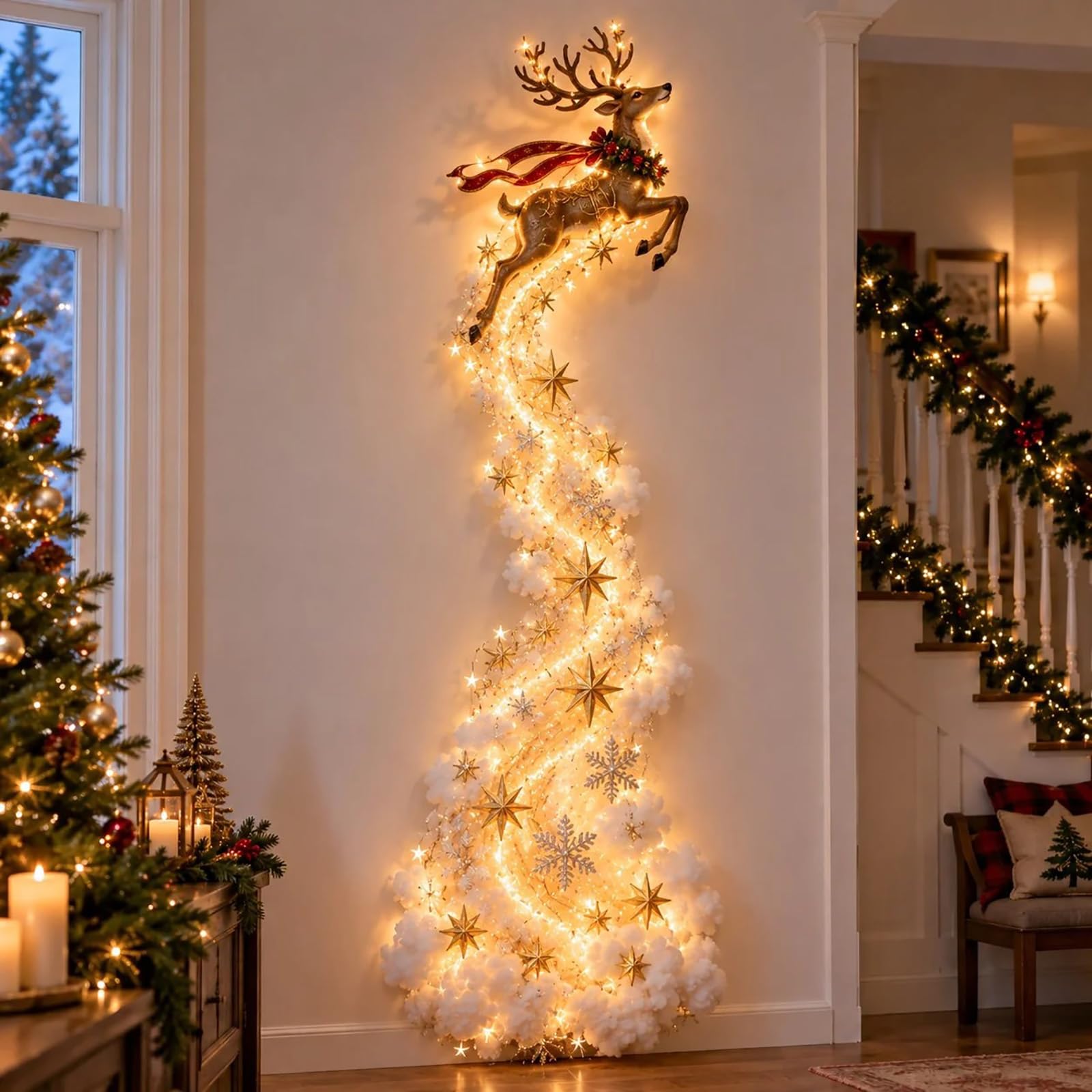 Christmas Magic Trail Wall Light, LED Christmas Wall Decor (Reindeer)
