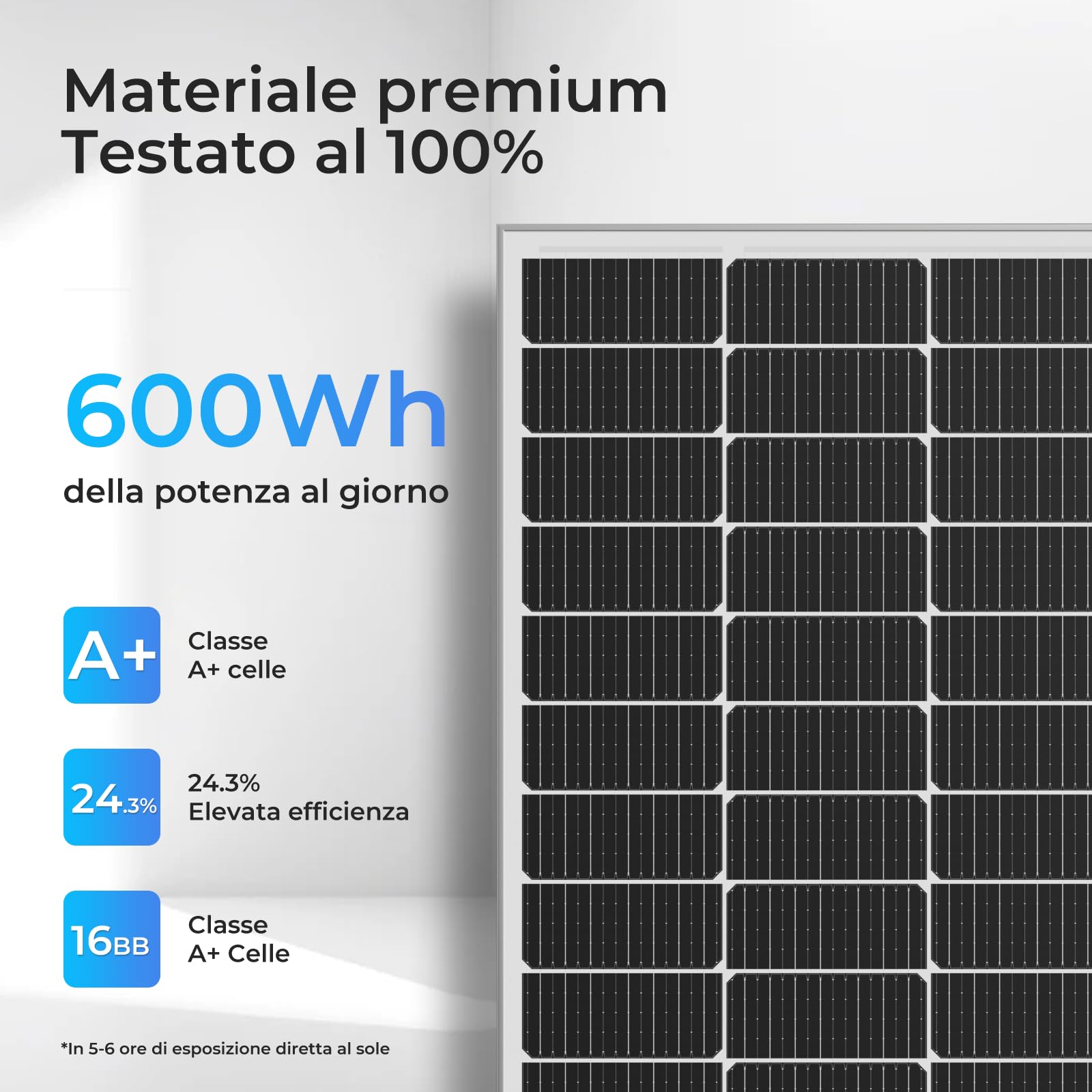 Pannello solare 240W, modulo PV 12V, tecnologia SMBB, modulo solare monocristallino ad alta efficienza, pannello solare con telaio in alluminio, ideale per impianto di alimentazione da(120W*2)