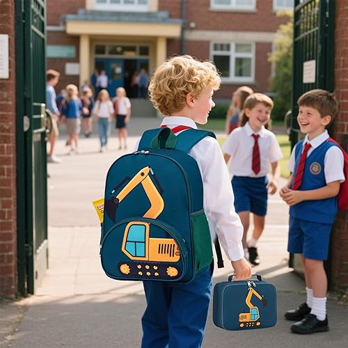 Vista 6 de Mochila para niños y niñas, juego de mochila preescolar con lonchera y bolsa escolar para niños pequeños
