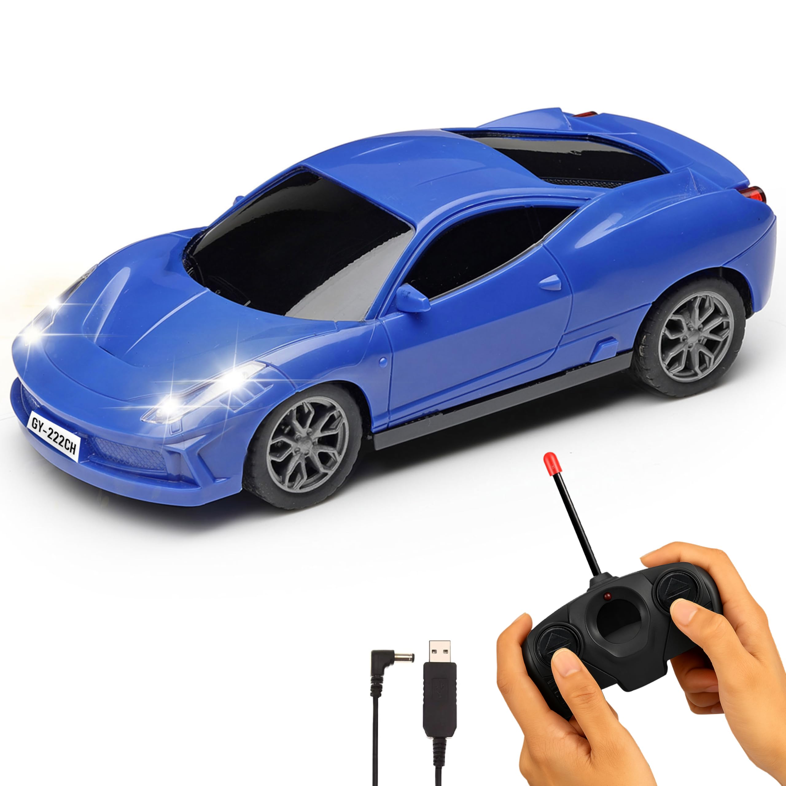 Gooyo GY-222CH Rechargeable Remote Control Car Toy | Blue Color, Power Source: Lithium Rechargeable Battery for Car (Included) & 2xAA Battery for Remote Controller (Not Included)-image-47