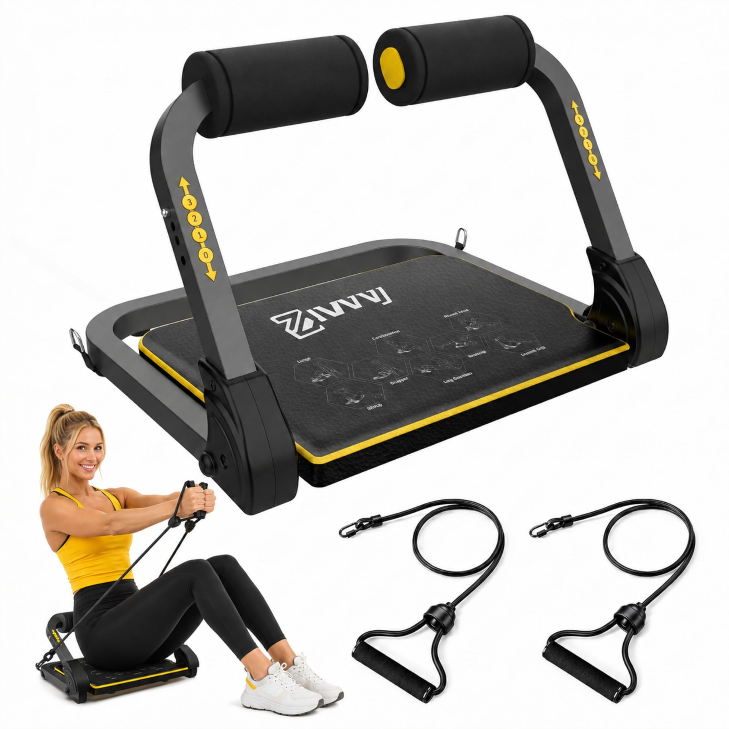 ZIWWVY Ab Workout Equipment, Ab Machine for Stomach Workout, Ab Trainer Machine for Home, Sit Up Machine with Resistance Bands and 330 LBS Weight Capacity, Ab Crunch Machine for Home Exercise-image-12