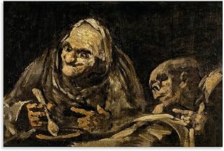 FFYunXia Francisco De Goya Prints Wall Art Paintings Poster Two Old Ones Eating Soup Canvas Art And Wall Art Picture Print Modern Family Bedroom Decors Unframe 16x24inch(40x60cm)