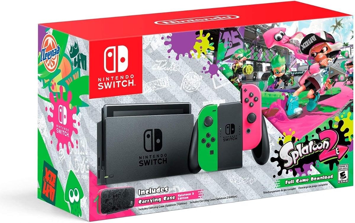 Hardware de Nintendo Switch con Splatoon 2 + Joy-Cons verde neón/rosa neón (Nintendo Switch) (renovado)