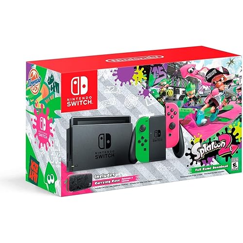 Nintendo Switch Hardware with Splatoon 2 + Neon Green/Neon Pink Joy-Cons (Nintendo Switch) (Renewed)