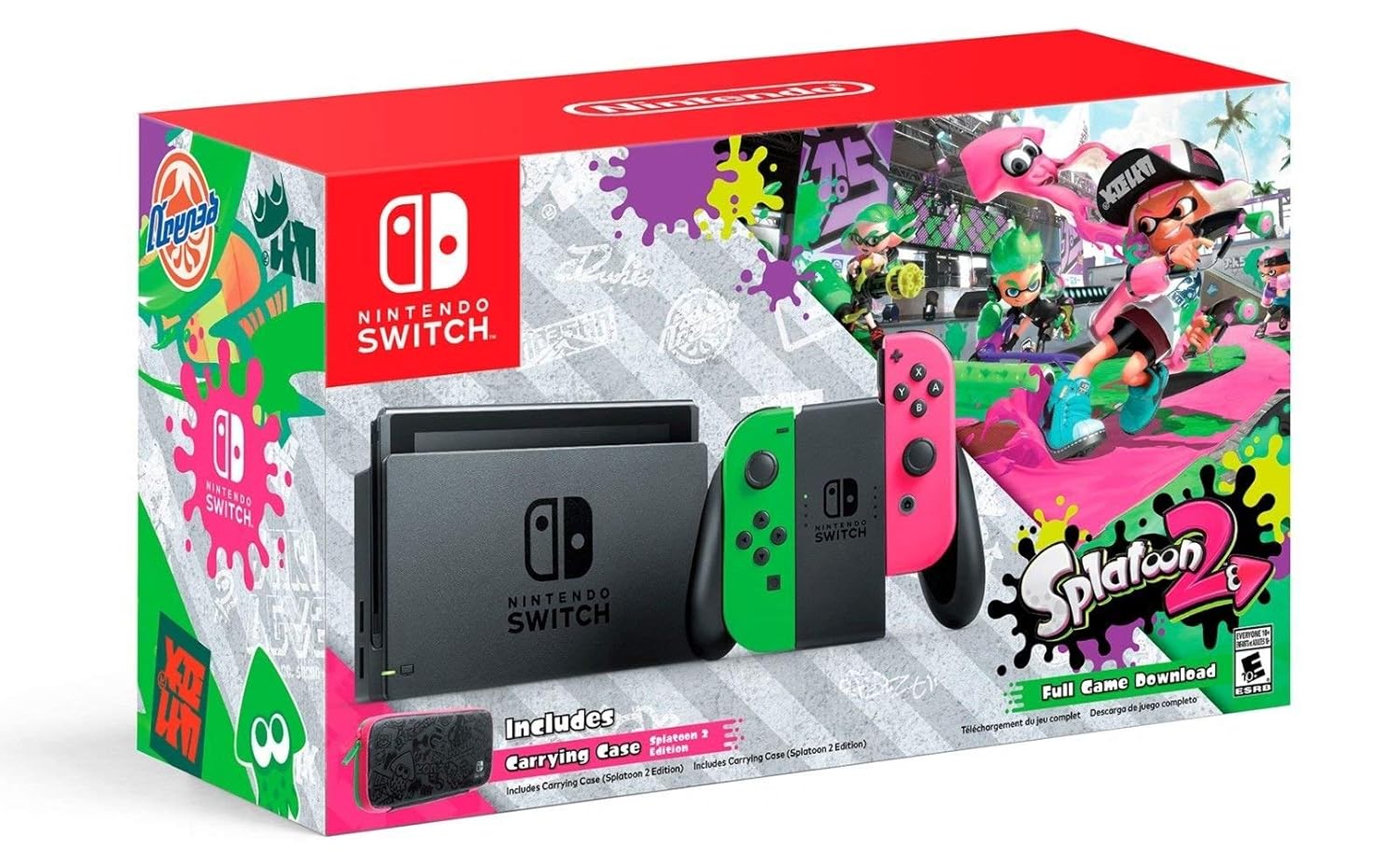Nintendo Switch Hardware with Splatoon 2 + Neon Green/Neon Pink Joy-Cons (Nintendo Switch) (Renewed)