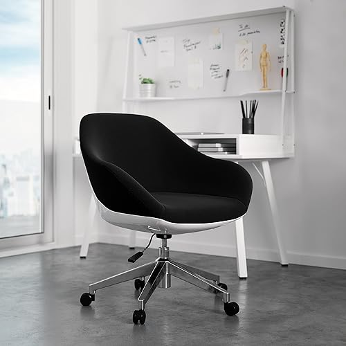Miniatura 2 de Techni Mobili Silla de trabajo tapizada con soporte lumbar, silla de oficina de altura ajustable con control de inclinación y giro de 360 grados