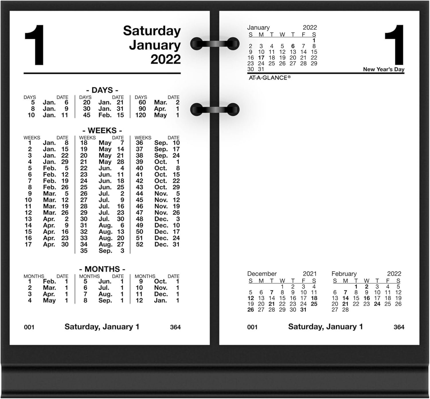 2022 Daily Desk Calendar Refill by AT-A-GLANCE, 3-1/2" x 6", Standard, Financial (S17050)