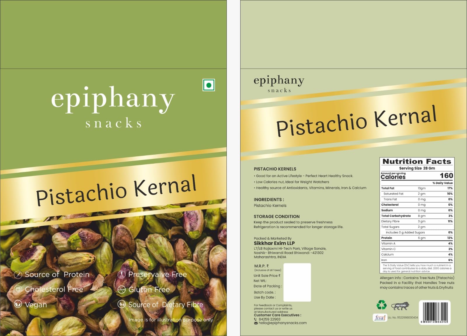 Epiphany Snacks Premium Whole California Pista Kernels | Unsalted | Without Shell | Super Crunchy & Delicious Pistachio Kernels (150gm) (B0D6NFDQDK) Amazon Price History, Amazon Price Tracker