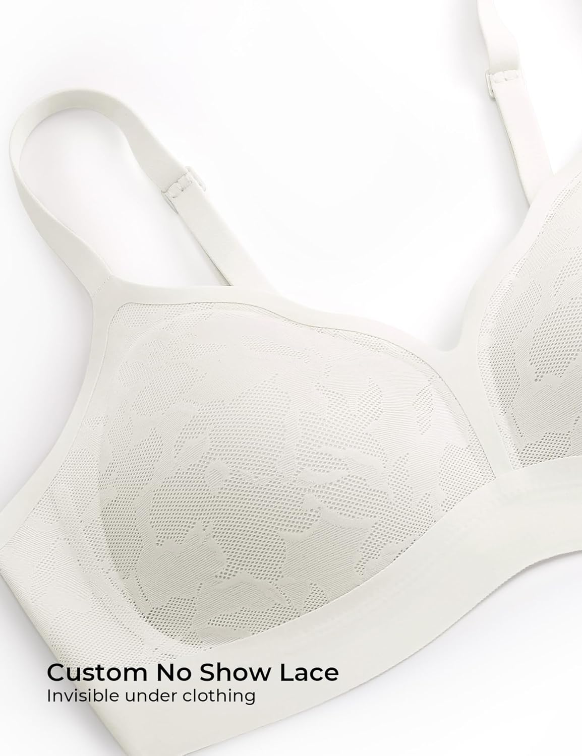 Women's Wireless No Show Lace Bras, Sexy Seamless Comfortable Bralettes No Underwire Scalloped Tshirt Bra - Image 2