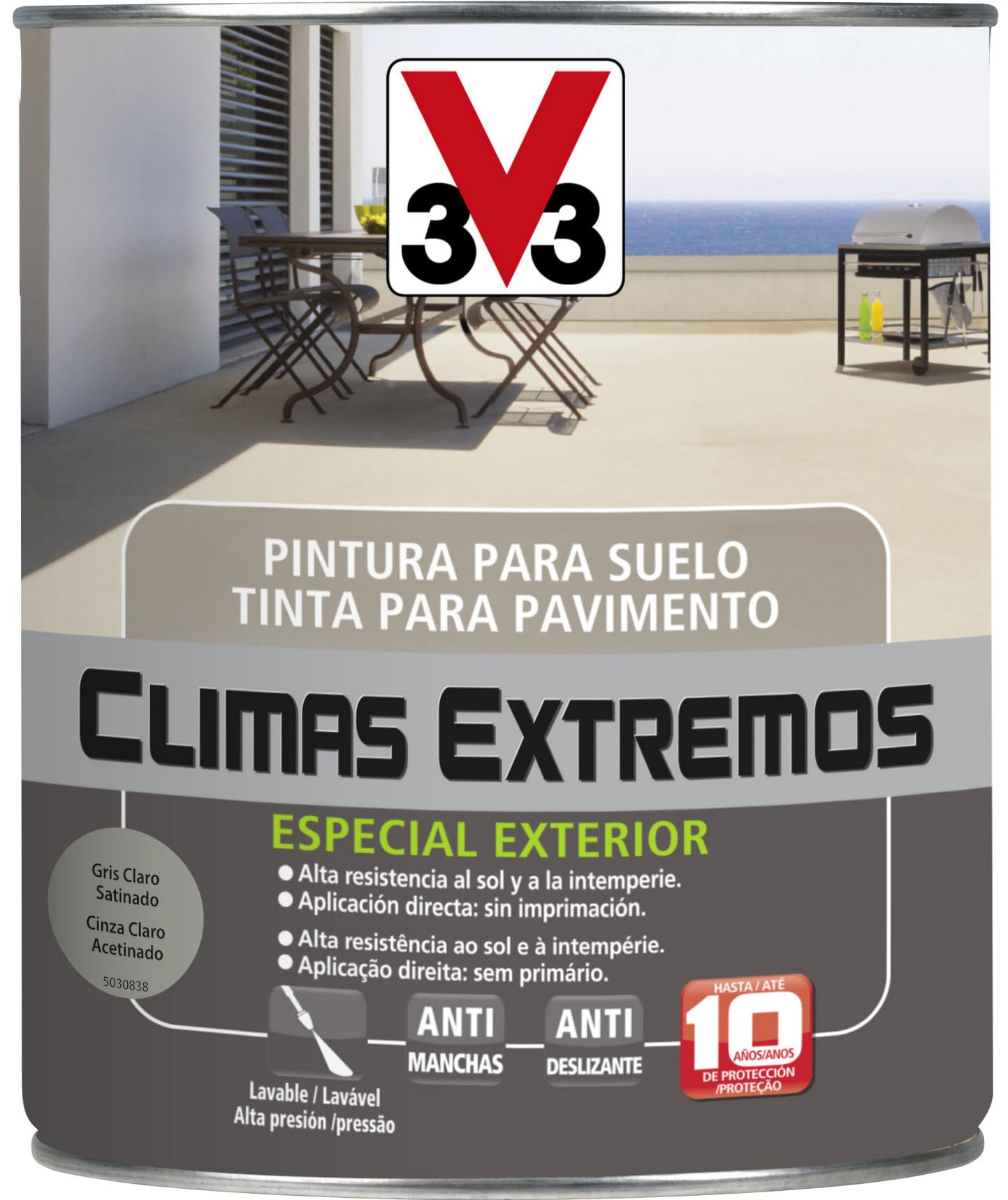 V33 PINTURA SUELOS CLIMAS EXTREMOS SATINADO GRIS CLARO 0,5L