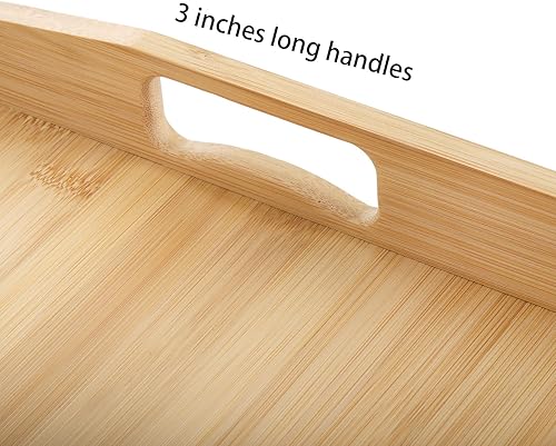 Miniatura 4 de Cedilis Bandeja de regazo de bambú con almohada desmontable, bandeja de servir de 16.9 x 13 pulgadas con asas, bandeja de cama para comer