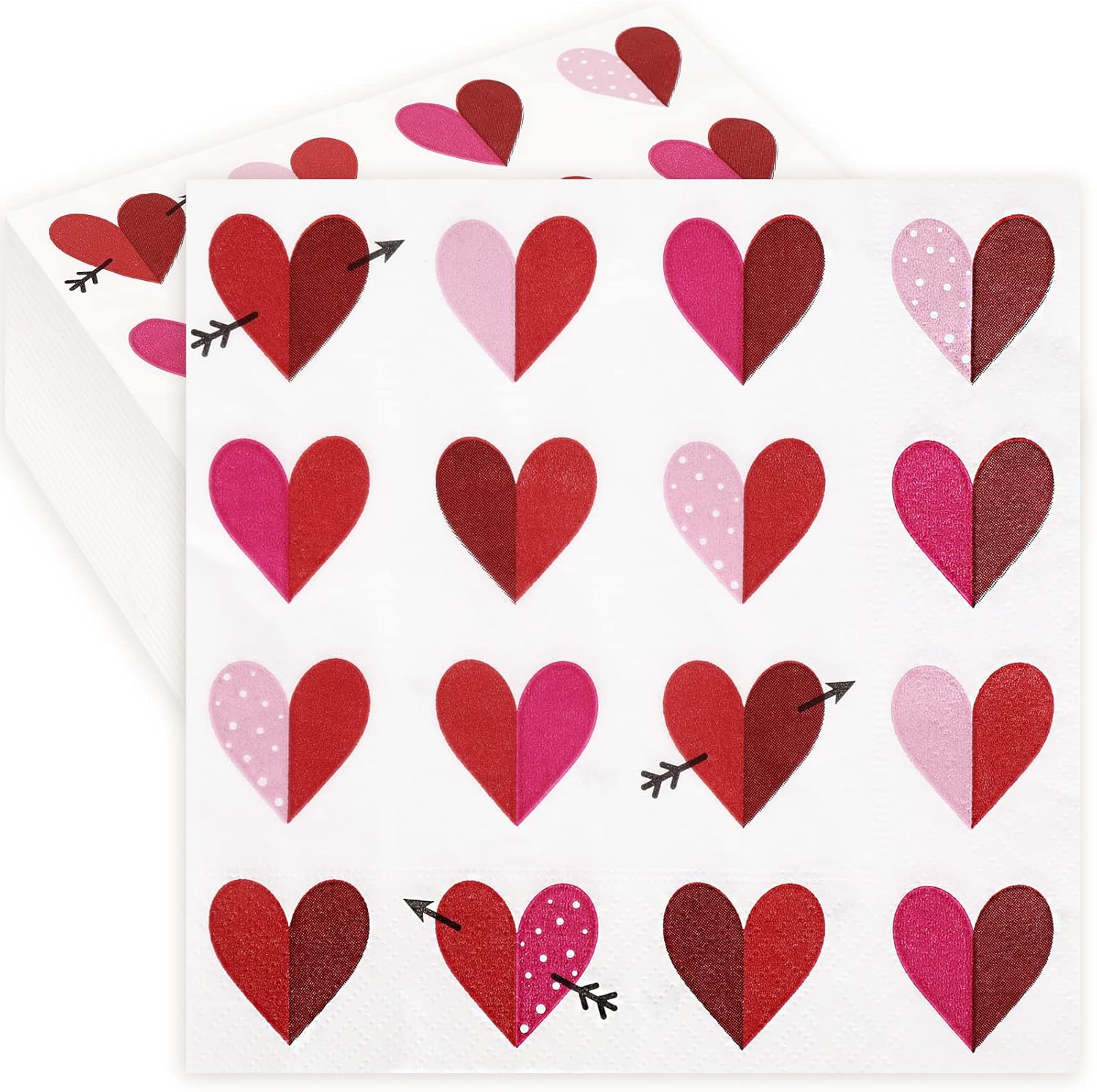 Whaline 80 Pack Valentine's Day Napkins 6.5 x 6.5 Inch