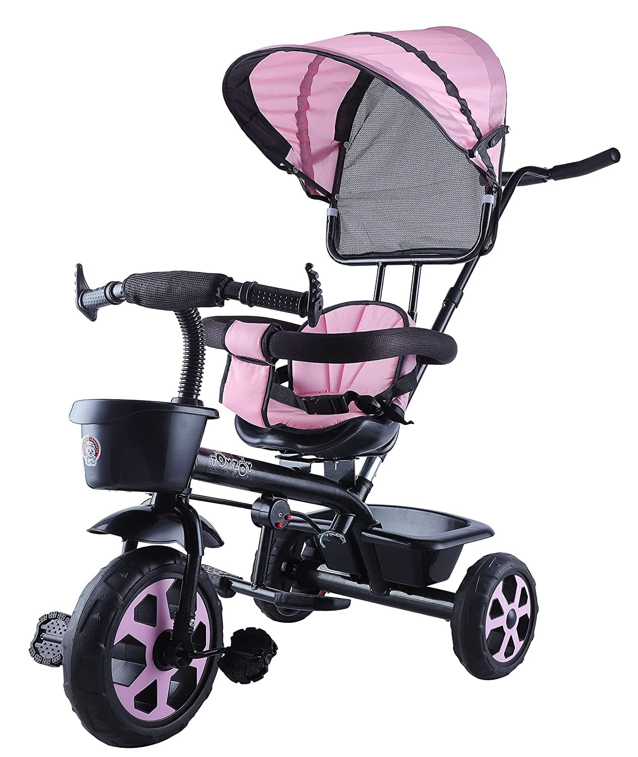 JoyRide Stroller Tricycle| Baby Trike|Tricycle with Canopy and Parental Adjust Push Handle for Kids|Boys|Girls Age Group 1.5 to 5 Years (Pink)-image-13